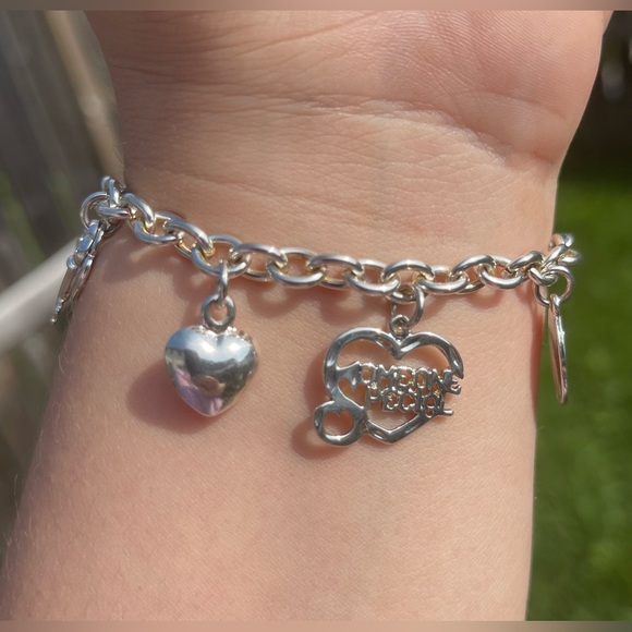 Vintage Cellini Sterling Silver Love Charm Bracelet - Picture 7 of 14